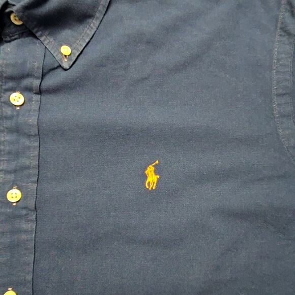 Ralph Lauren Polo Shirt Custom Fit Blue Button Down Long Sleeve XXL Mens - Picture 6 of 11